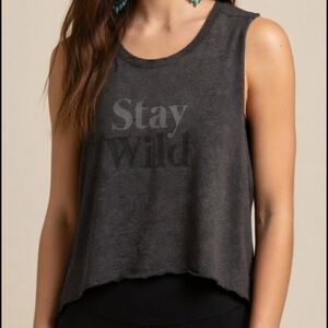 Vuori Graphic Tank Stay Wild Raw Hem Cropped Cut Into Muscle T Reworked Size XL